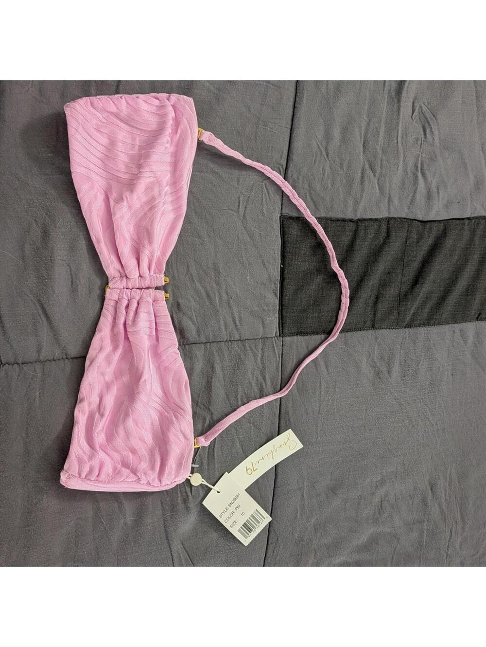 NWT Sunshine 79 Size 10 Pink Bandeau Bikini Top Summer Beach Quiet Luxury Swim